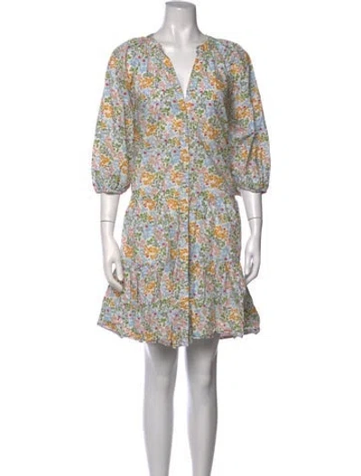 Pre-owned Apiece Apart Floral Print Mini Dress In Neutrals