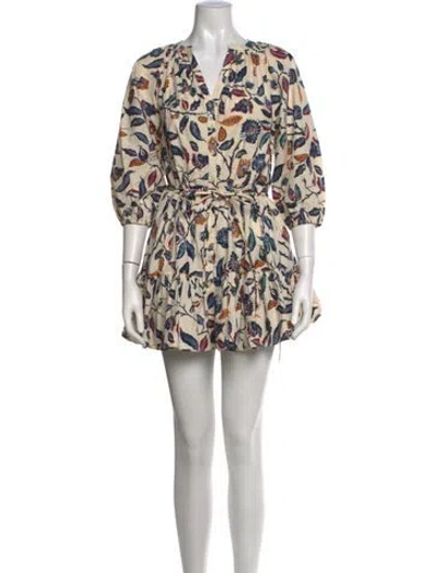 Pre-owned Apiece Apart Floral Print Mini Dress In Neutrals