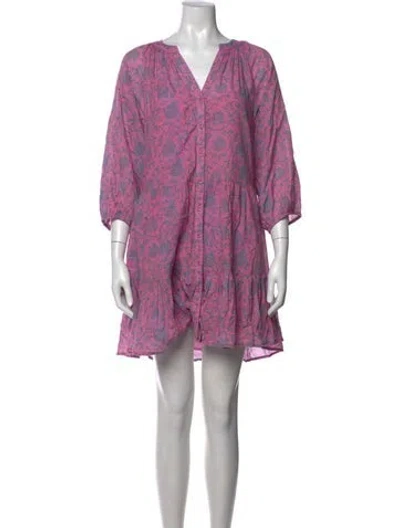 Pre-owned Apiece Apart Floral Print Mini Dress In Pink