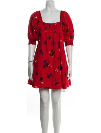 Pre-owned Apiece Apart Floral Print Mini Dress In Red