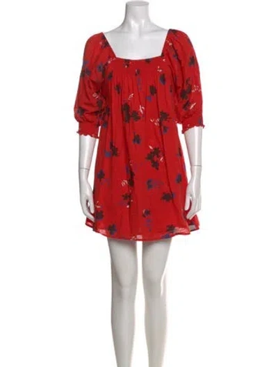 Pre-owned Apiece Apart Floral Print Mini Dress In Red
