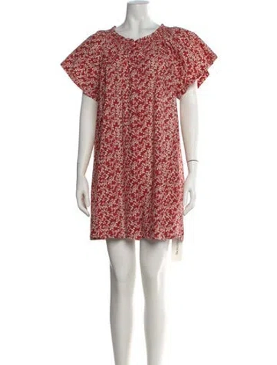 Pre-owned Apiece Apart Floral Print Mini Dress In Red