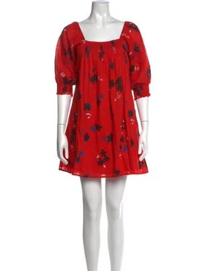 Pre-owned Apiece Apart Floral Print Mini Dress In Red