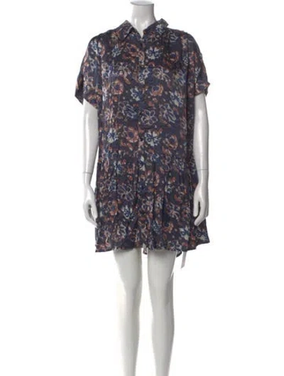 Pre-owned Apiece Apart Floral Print Mini Dress W/ Tags In Blue