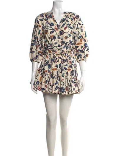 Pre-owned Apiece Apart Floral Print Mini Dress W/ Tags In Neutral
