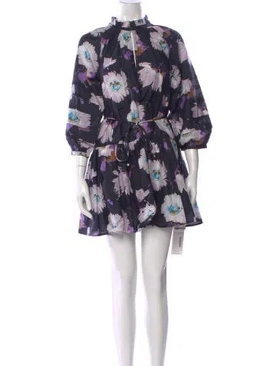 Pre-owned Apiece Apart Floral Print Mini Dress W/ Tags In Purple