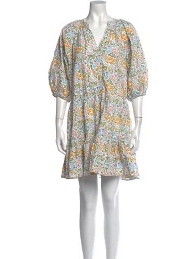 Pre-owned Apiece Apart Floral Print Mini Dress In White