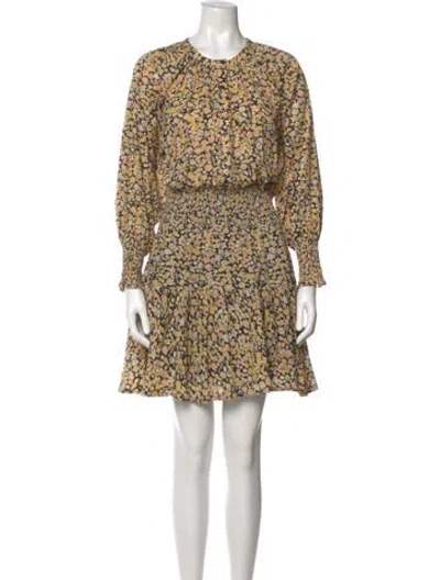 Pre-owned Apiece Apart Floral Print Mini Dress In Yellow