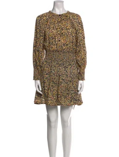 Pre-owned Apiece Apart Floral Print Mini Dress In Yellow