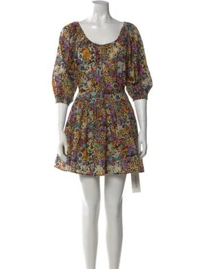 Pre-owned Apiece Apart Floral Print Mini Dress In Yellow