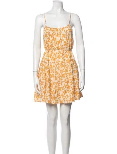 Pre-owned Apiece Apart Floral Print Mini Dress In Yellow