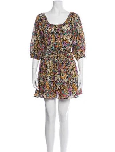 Pre-owned Apiece Apart Floral Print Mini Dress In Yellow