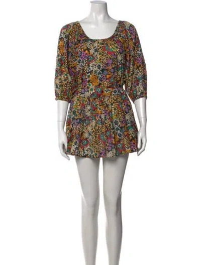 Pre-owned Apiece Apart Floral Print Mini Dress In Yellow