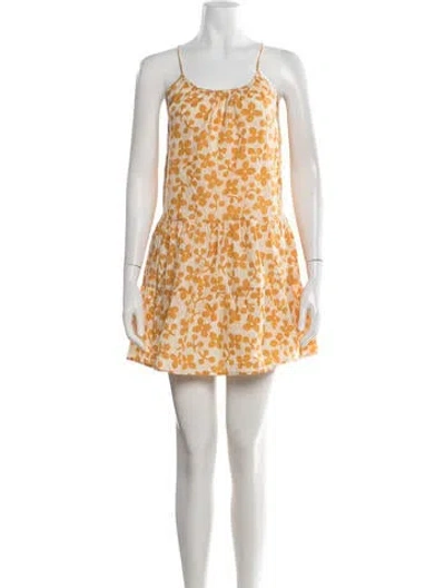 Pre-owned Apiece Apart Floral Print Mini Dress In Yellow
