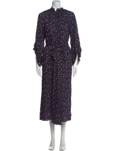 Pre-owned Apiece Apart Floral Print Mock Neck Jumpsuit In Purple