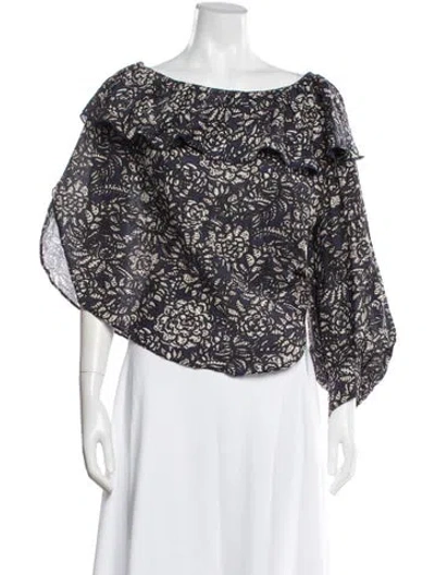 Pre-owned Apiece Apart Floral Print Off-the-shoulder Blouse In Multi