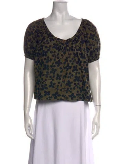 Pre-owned Apiece Apart Floral Print Scoop Neck Blouse In Multi