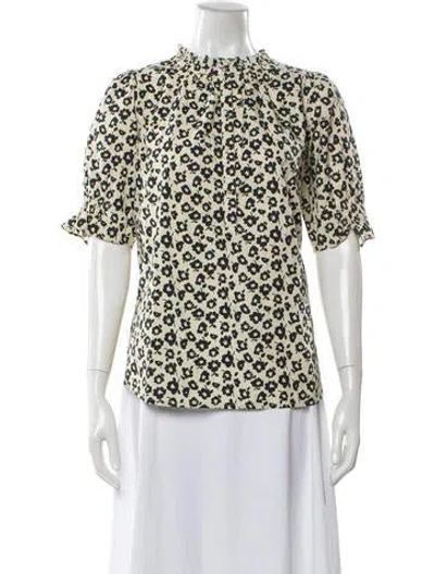Pre-owned Apiece Apart Floral Print Short Sleeve Top In Neutral