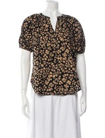 Pre-owned Apiece Apart Floral Print V-neck Blouse W/ Tags In Multicolor