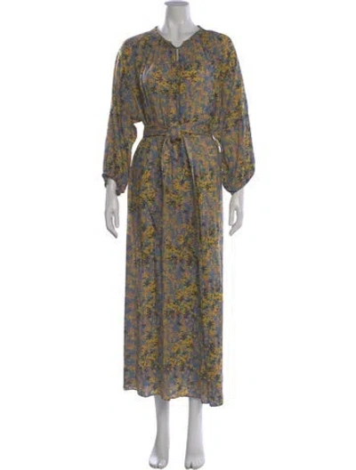 Pre-owned Apiece Apart Floral Print V-neck Jumpsuit In Blue