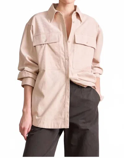 Apiece Apart Flowe Pocket Button Up Shirt In Adobe Rose In Pink