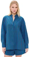 Apiece Apart Gustava Button Down Top Blue Pond Stripe In Multi