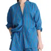 Apiece Apart Gustava Button Down Top Blue Pond Stripe In Blue