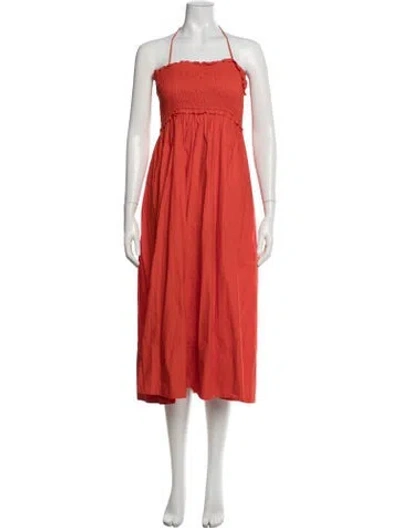 Pre-owned Apiece Apart Halterneck Midi Length Dress In Orange