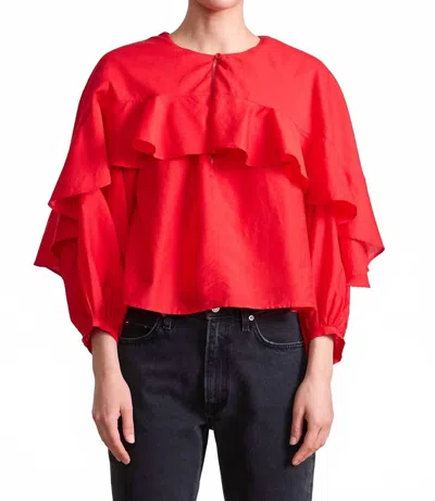 Apiece Apart Hazan Ruffle Top In Tigerlily In Orange