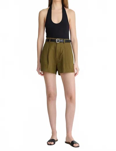Apiece Apart High Rise Bari Short In Dark Olive In Green