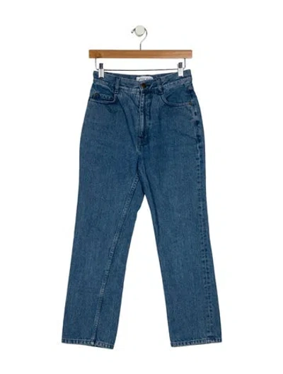 Pre-owned Apiece Apart High-rise Straight Leg Jeans In Blue