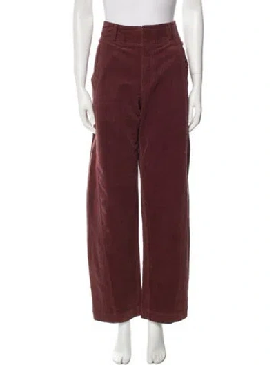 Pre-owned Apiece Apart High-rise Wide Leg Jeans In Burgundy