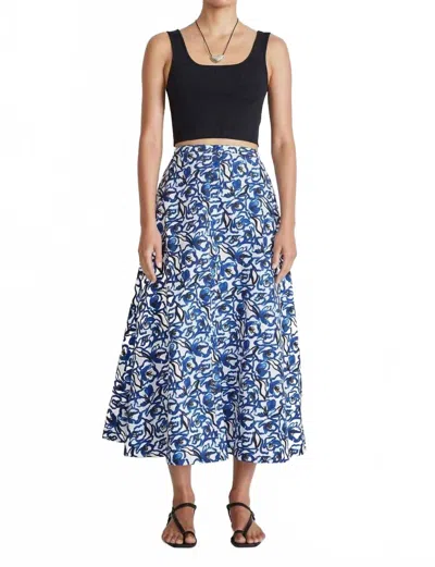 Apiece Apart Hisa Skirt In Brushed Floral Indigo In Blue