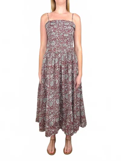Apiece Apart Jana Ruched Bodice Maxi Dress In Clay Floral In Multi
