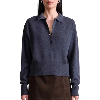Apiece Apart Kari Polo Knit Top In Grey In Blue