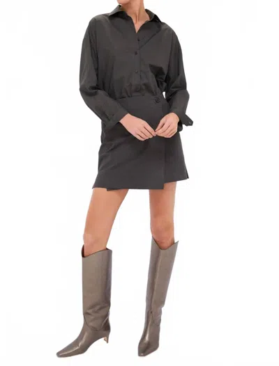 Apiece Apart La Reina Mini Shirt Dress In Deep Olive In Black