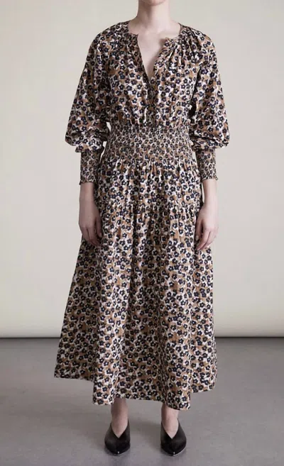 Apiece Apart La Ventura Smocked Animal-print Maxi Dress In Brown