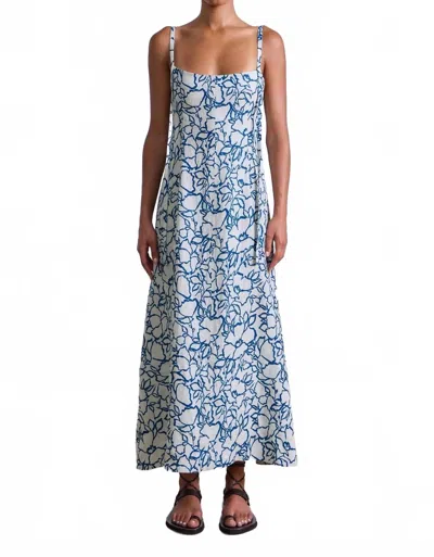 Apiece Apart Lace Floral Flax Viviana Tank Maxi Dress In Blue