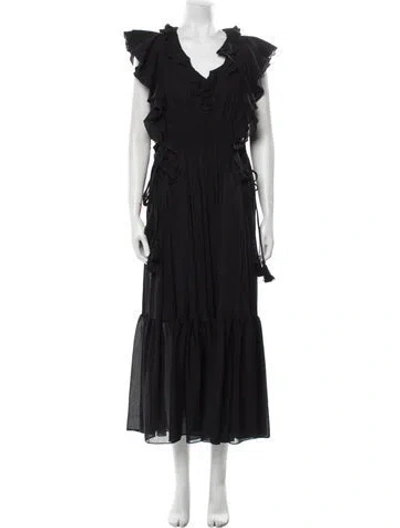 Pre-owned Apiece Apart Lace Pattern Long Dress In Black