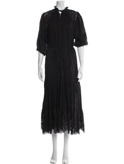 Pre-owned Apiece Apart Lace Pattern Long Dress In Black