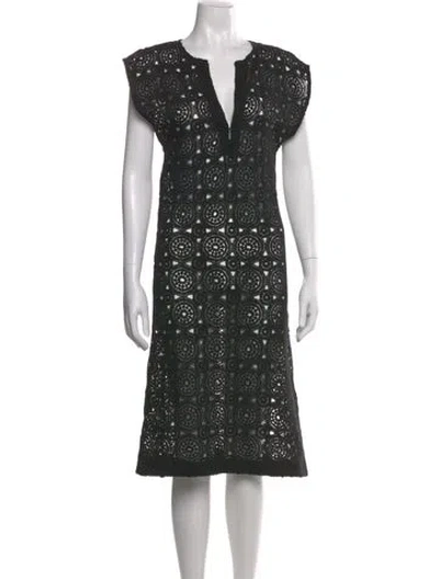 Pre-owned Apiece Apart Lace Pattern Midi Length Dress In Black