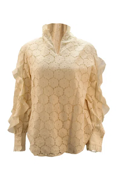 Apiece Apart Lace Rio Blouse In Cream Cotton In Beige