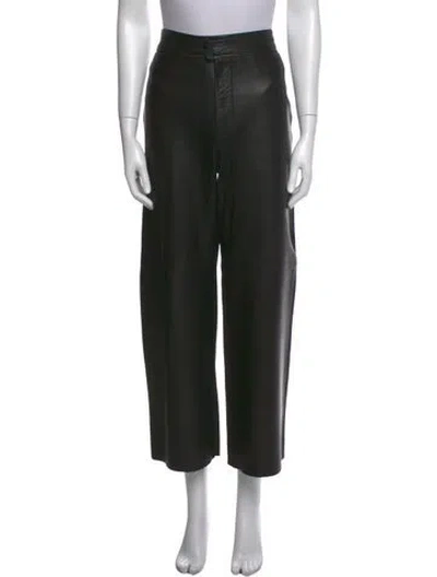 Pre-owned Apiece Apart Lambskin Wide Leg Pants In Black