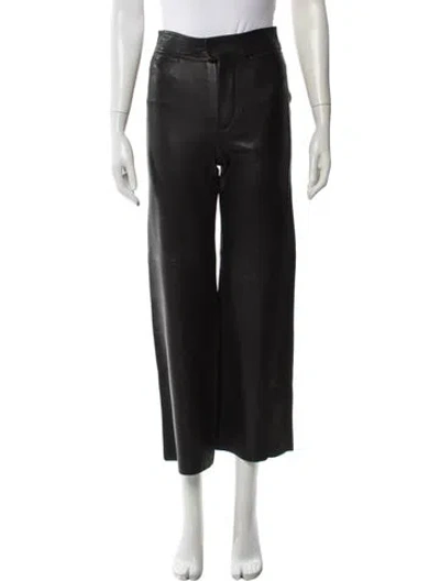 Pre-owned Apiece Apart Lambskin Wide Leg Pants In Black