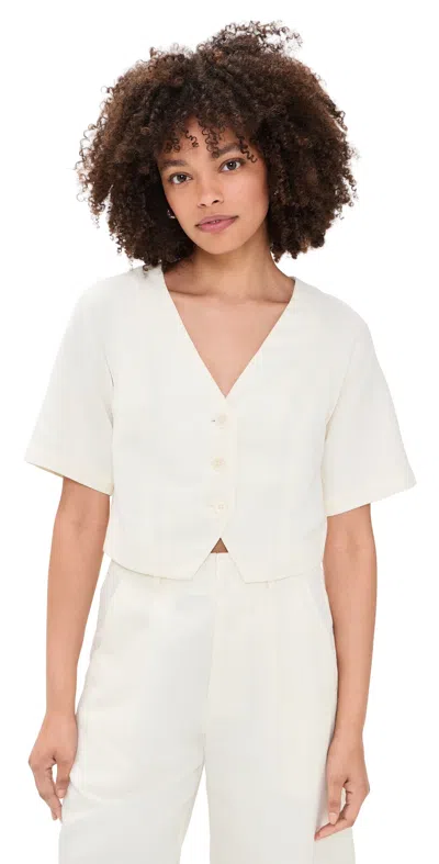 Apiece Apart Lia Crop Blouse Cream In White