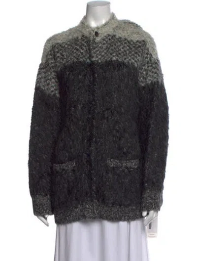 Pre-owned Apiece Apart Linen Colorblock Pattern Sweater In Black