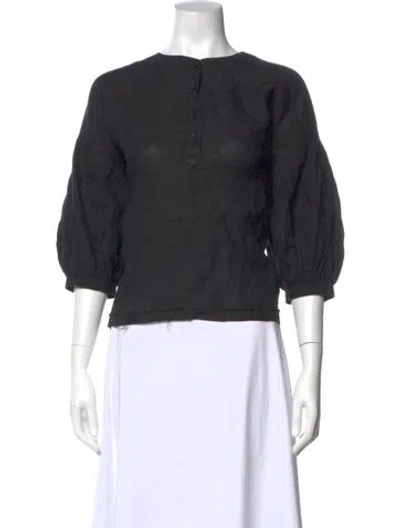 Pre-owned Apiece Apart Linen Crew Neck Blouse In Gray