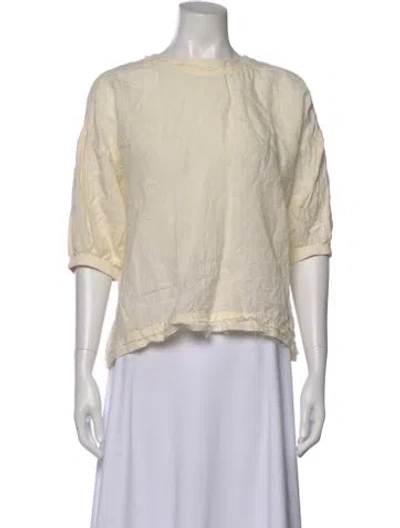 Pre-owned Apiece Apart Linen Crew Neck Blouse In Neutral
