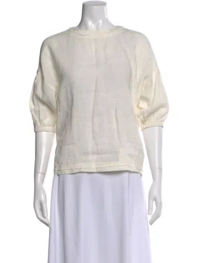 Pre-owned Apiece Apart Linen Crew Neck Blouse In Neutral