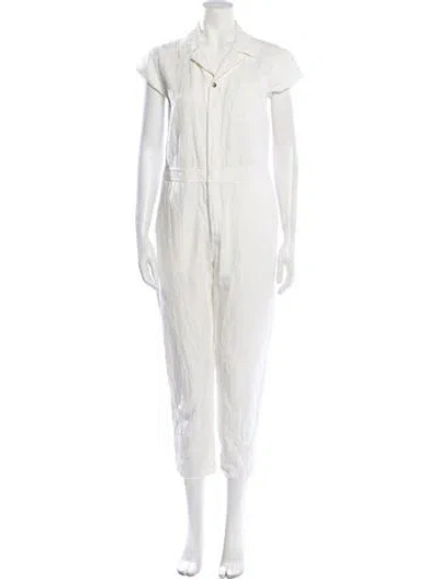 Pre-owned Apiece Apart Linen Crew Neck Jumpsuit In White